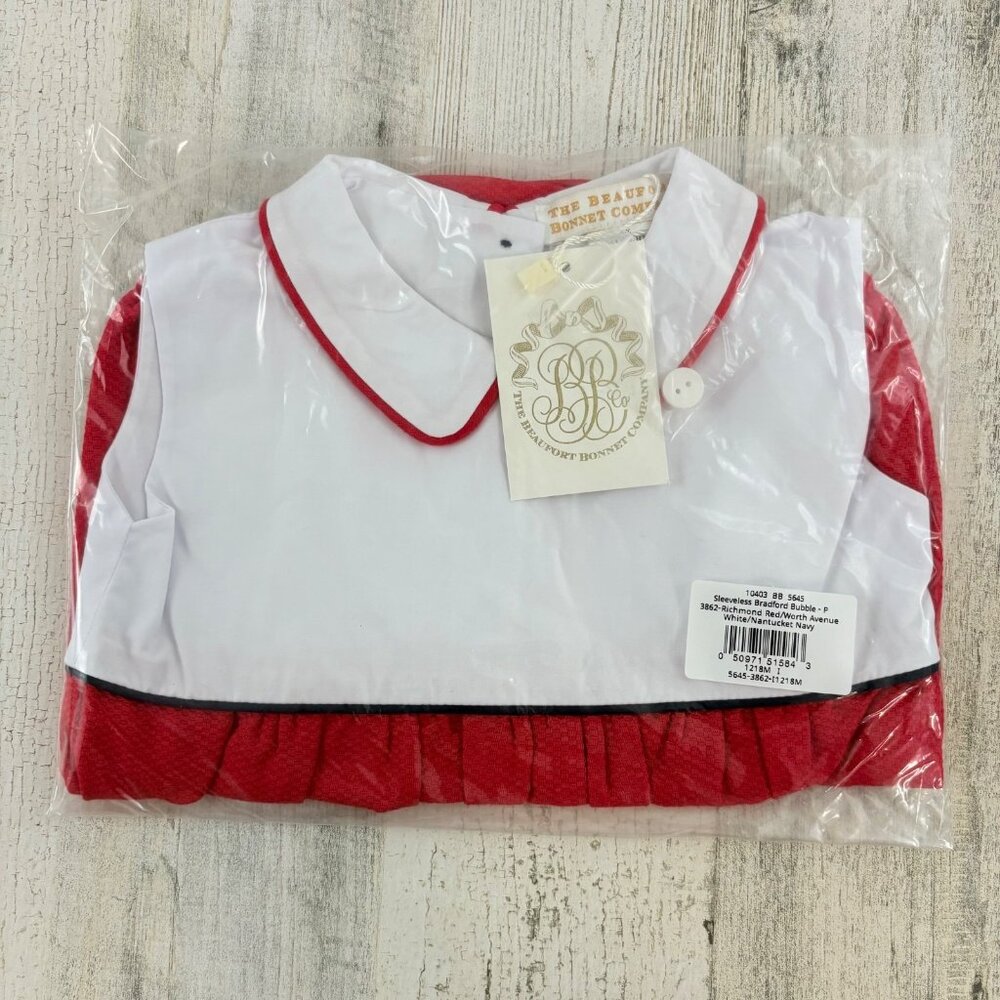 The Beaufort Bonnet Company Bradford Bubble Boys 12 to 18 M Red White NEW - Picture 2 of 2